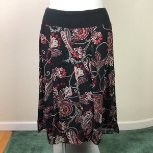 JM Collection Black Floral Paisley Midi Skirt